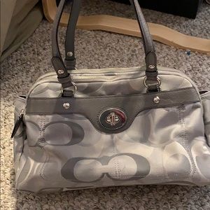 Coach grey multi zip purse